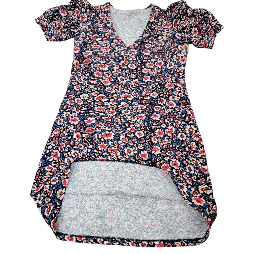 Boden V-neck Floral Mini Dress Cotton Short Puff Sleeves Blue Red Women’s 8L - Picture 8 of 17